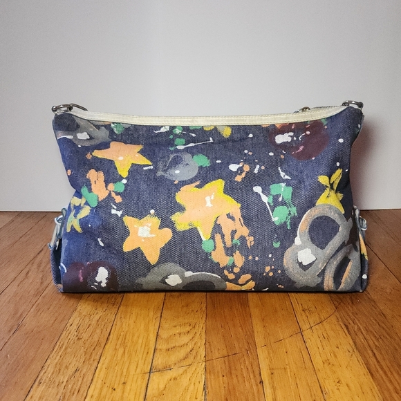 Vintage Y2K Dooney and Bourke Graffiti Splash Paint Denim Shoulder Bag Purse - Picture 2 of 15
